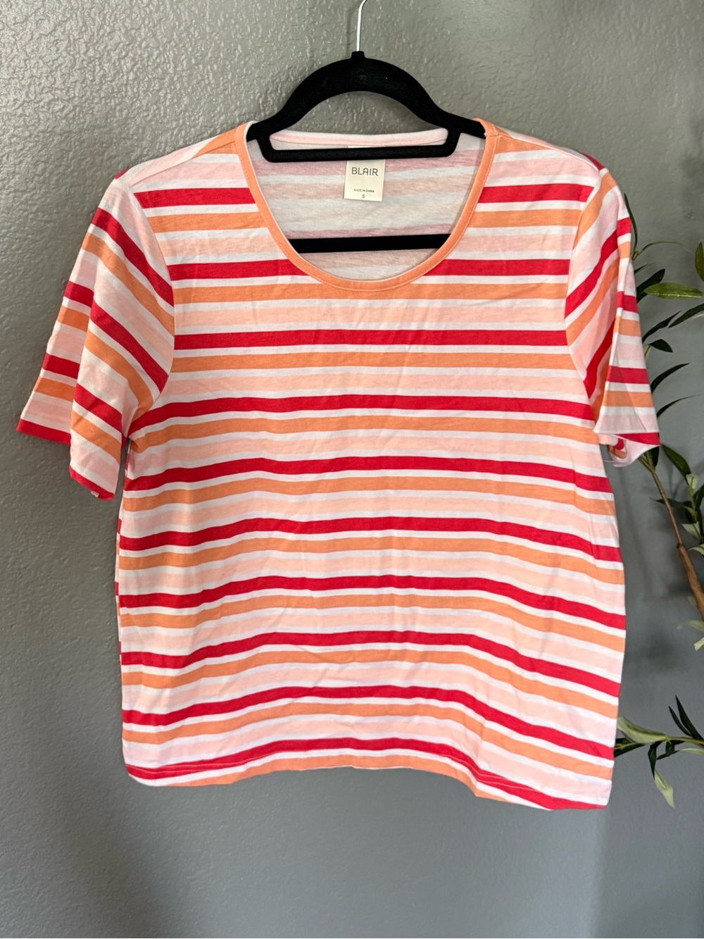 Blair Coral and Pink Striped Short Sleeve Tee